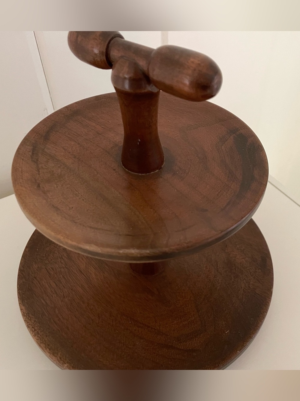 Two-Tier Wood Display Stand in Rich Brown - Picture 2 of 4